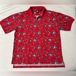 Vintage Tabasco Brand Fishing Net Blue Crabs Golf Shirt Polo Size Large
